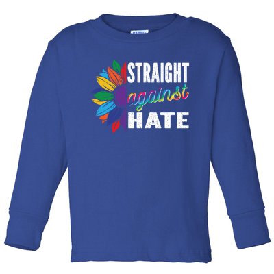 Straight Against Hate Pride Month Lgbtq Support Funny Gift Toddler Long Sleeve Shirt