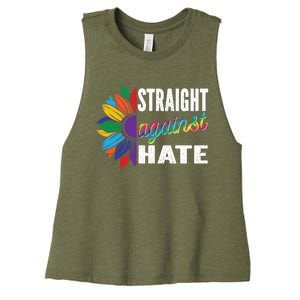 Straight Against Hate Pride Month Lgbtq Support Funny Gift Women's Racerback Cropped Tank