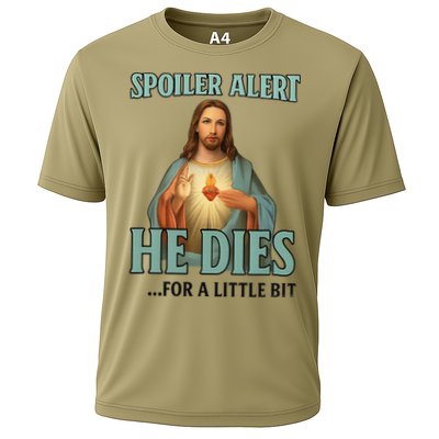 Spoiler Alert He Dies For A Little Bit Funny Easter Jesus Cooling Performance Crew T-Shirt