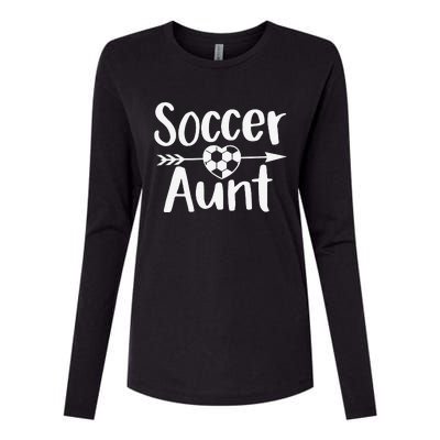 Soccer Aunt Heart Sport Lover Auntie Mother's Day Womens Cotton Relaxed Long Sleeve T-Shirt