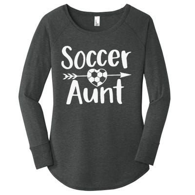 Soccer Aunt Heart Sport Lover Auntie Mother's Day Women's Perfect Tri Tunic Long Sleeve Shirt