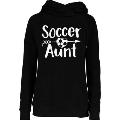 Soccer Aunt Heart Sport Lover Auntie Mother's Day Womens Funnel Neck Pullover Hood