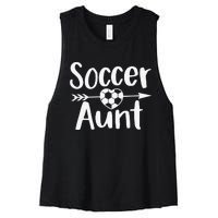 Soccer Aunt Heart Sport Lover Auntie Mother's Day Women's Racerback Cropped Tank