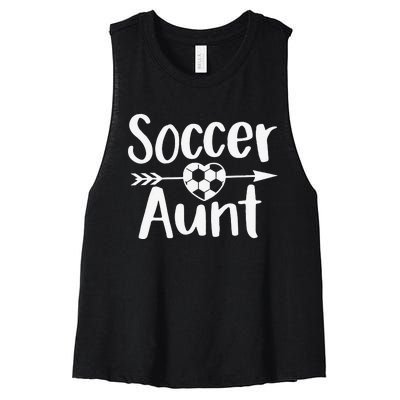 Soccer Aunt Heart Sport Lover Auntie Mother's Day Women's Racerback Cropped Tank