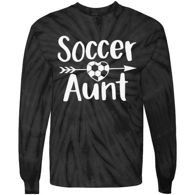 Soccer Aunt Heart Sport Lover Auntie Mother's Day Tie-Dye Long Sleeve Shirt