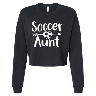 Soccer Aunt Heart Sport Lover Auntie Mother's Day Cropped Pullover Crew