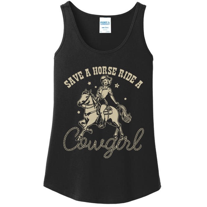 Save A Horse Ride A Cowgirl Lesbian Ladies Essential Tank