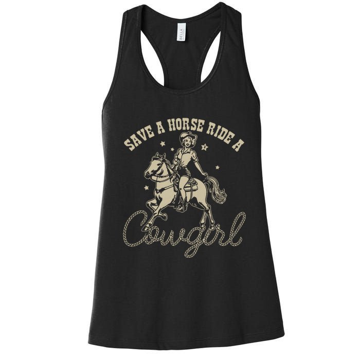 Save A Horse Ride A Cowgirl Lesbian Women's Racerback Tank