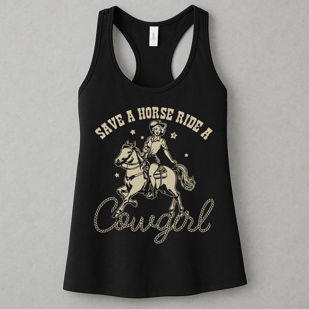Save A Horse Ride A Cowgirl Lesbian Womens Tank Top