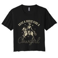 Save A Horse Ride A Cowgirl Lesbian Women's Crop Top Tee