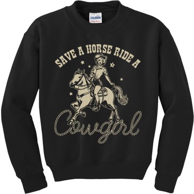 Save A Horse Ride A Cowgirl Lesbian Kids Sweatshirt