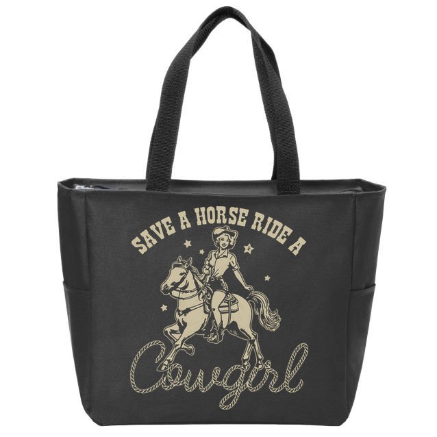 Save A Horse Ride A Cowgirl Lesbian Zip Tote Bag