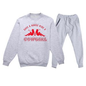 Save A Horse Ride A Cowgirl Lesbian Howdy Lesbians Premium Crewneck Sweatsuit Set