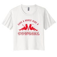 Save A Horse Ride A Cowgirl Lesbian Howdy Lesbians Women's Crop Top Tee