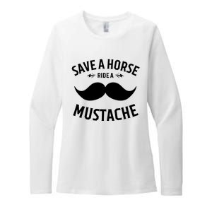 Save A Horse Ride A Mustache Cowboy Cowgirl Rodeo Lover Gift Womens CVC Long Sleeve Shirt