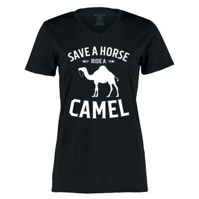 Save A Horse Ride A Camel Women's Momentum V-Neck T-Shirt