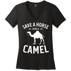 Save A Horse Ride A Camel Women's V-Neck T-Shirt