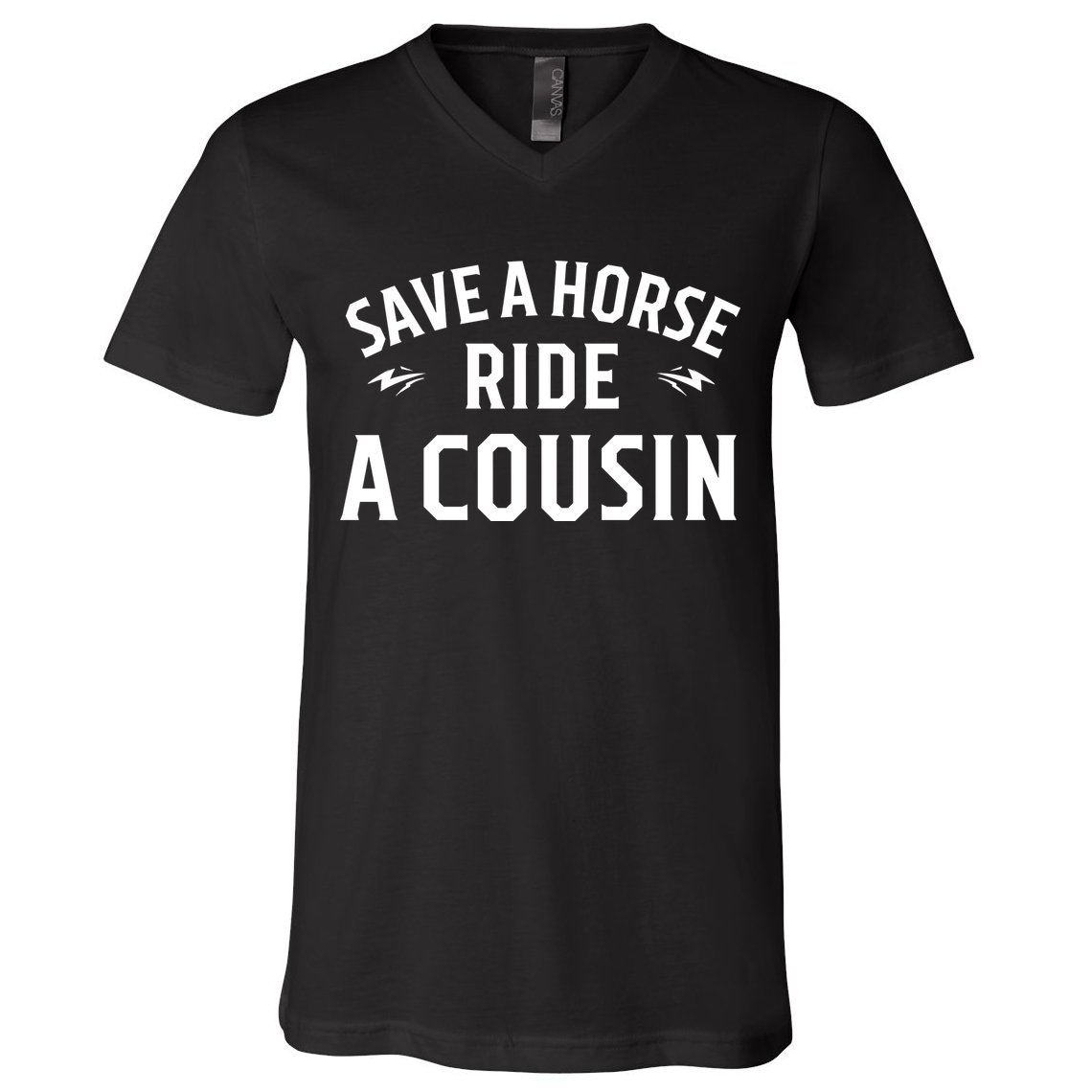 Save A Horse Ride A Cousin Hillbilly Redneck Southern Joke V-Neck T-Shirt