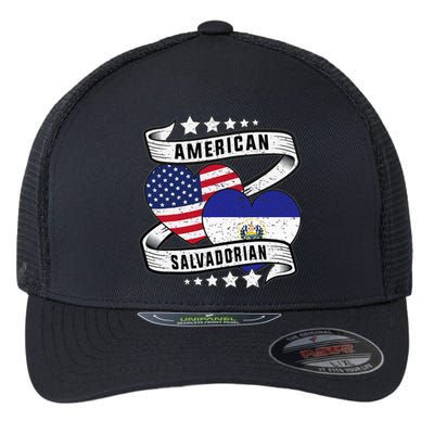 Salvadoran American Half American Half El Salvador Flexfit Unipanel Trucker Cap