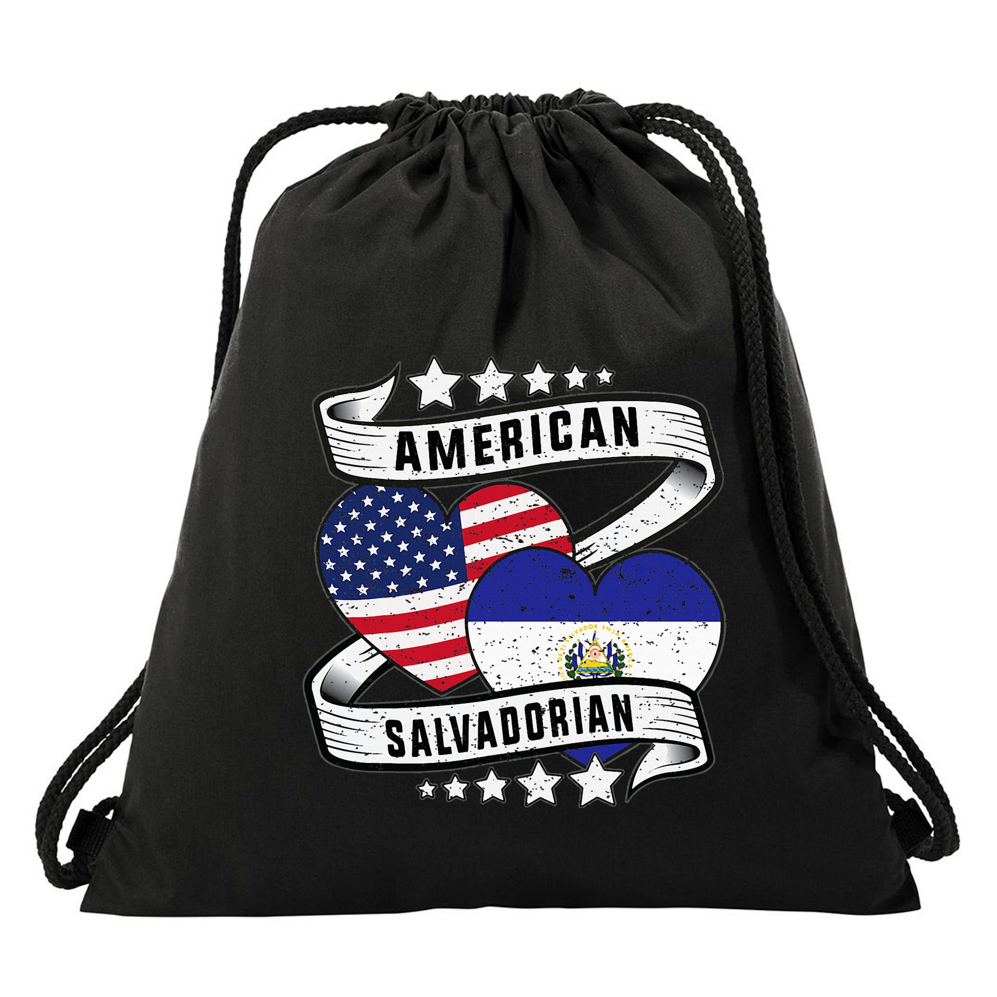 Salvadoran American Half American Half El Salvador Drawstring Bag