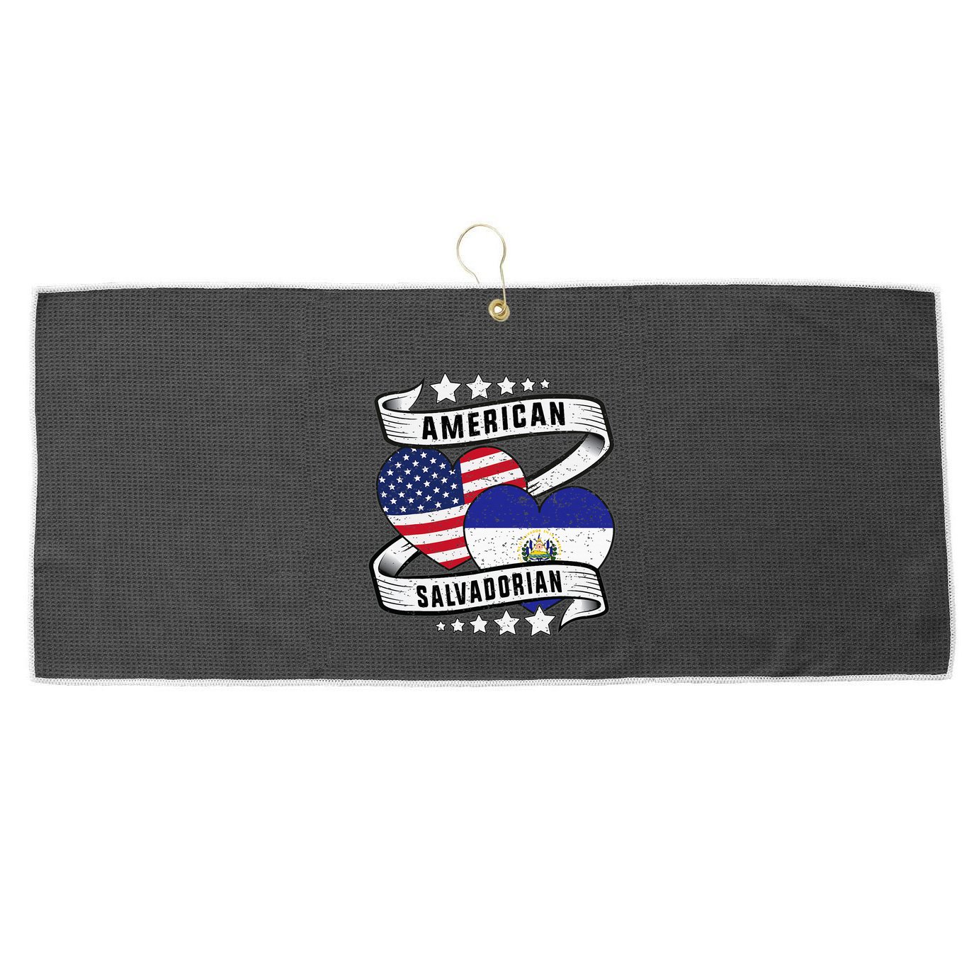 Salvadoran American Half American Half El Salvador Large Microfiber Waffle Golf Towel