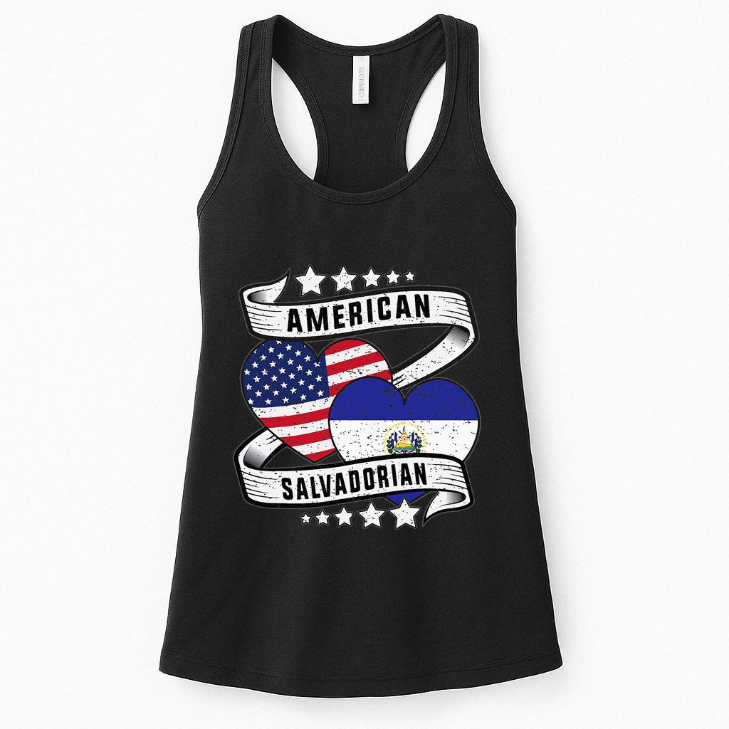 Salvadoran American Half American Half El Salvador Womens Tank Top
