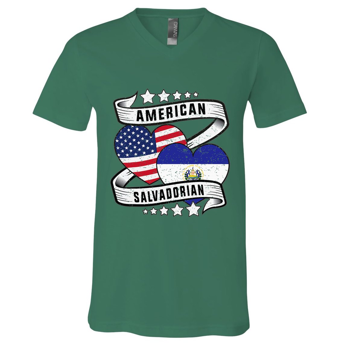 Salvadoran American Half American Half El Salvador V-Neck T-Shirt