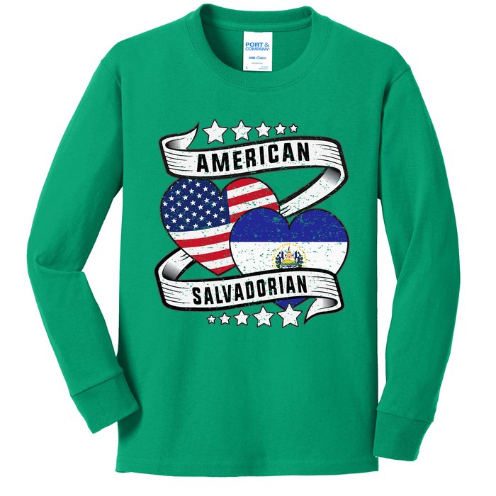 Salvadoran American Half American Half El Salvador Kids Long Sleeve Shirt