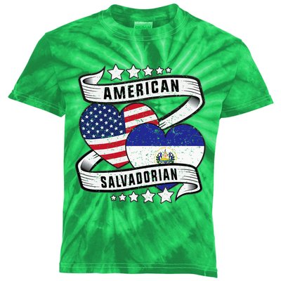 Salvadoran American Half American Half El Salvador Kids Tie-Dye T-Shirt