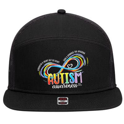 Strength And Heart Set Us Apart Autism acceptance 7 Panel Mesh Trucker Snapback Hat