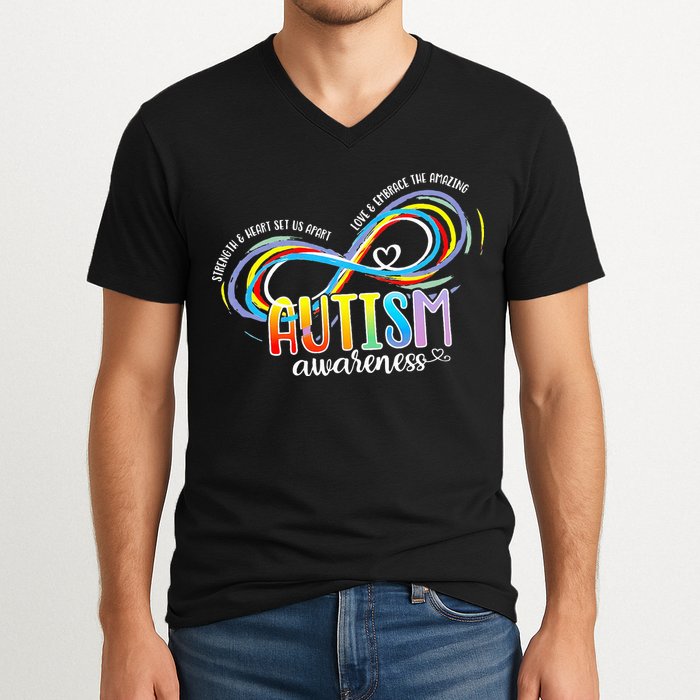 Strength And Heart Set Us Apart Autism acceptance V-Neck T-Shirt