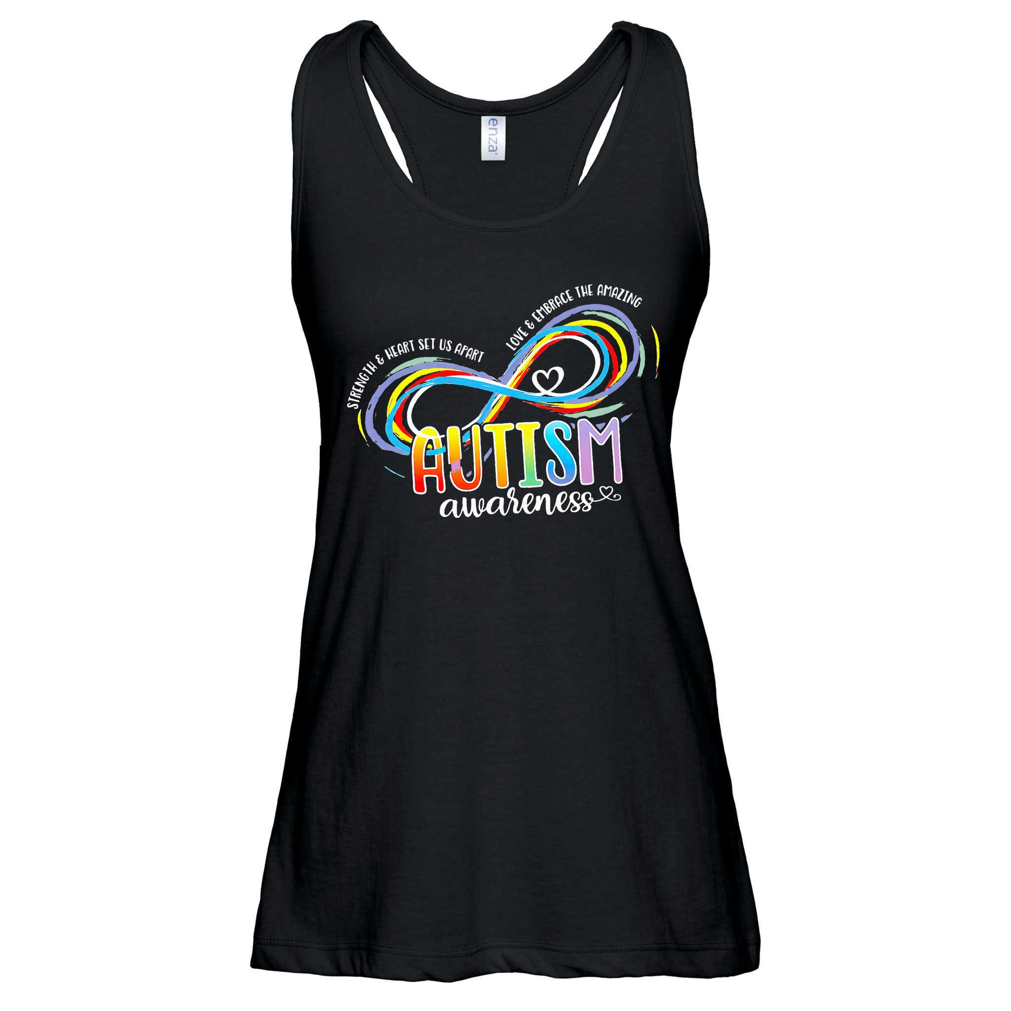 Strength And Heart Set Us Apart Autism acceptance Ladies Essential Flowy Tank