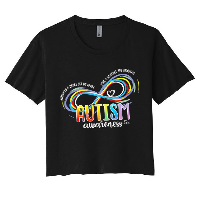 Strength And Heart Set Us Apart Autism acceptance Crop Top