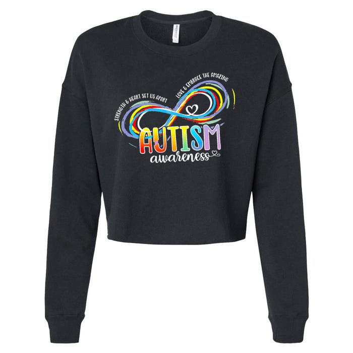 Strength And Heart Set Us Apart Autism acceptance Cropped Pullover Crew