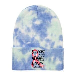 Support Admire Honor Breast Cancer Awareness Warrior Ribbon Tie Dye 12in Knit Beanie