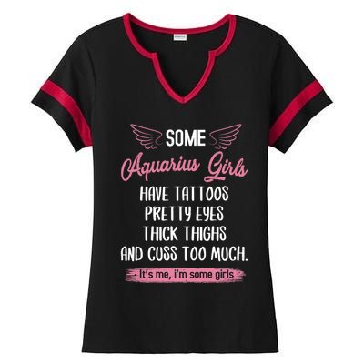 Some Aquarius Have Tattoos Pretty Eyes Thick Thighs Gift Ladies Halftime Notch Neck Tee