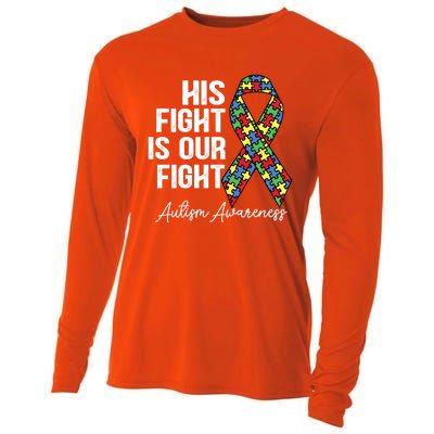 Support Autism His Fight Is Our Fight Autism Awareness Cool Gift Cooling Performance Long Sleeve Crew