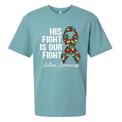 Support Autism His Fight Is Our Fight Autism Awareness Cool Gift Sueded Cloud Jersey T-Shirt