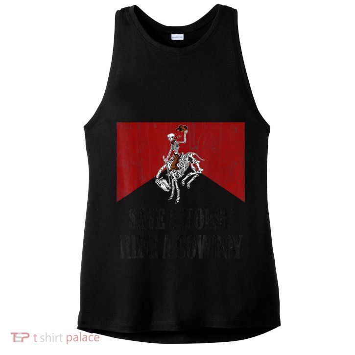 Save A Horse Ride A Cowboy Skeleton Western Country Ladies PosiCharge Tri-Blend Wicking Tank