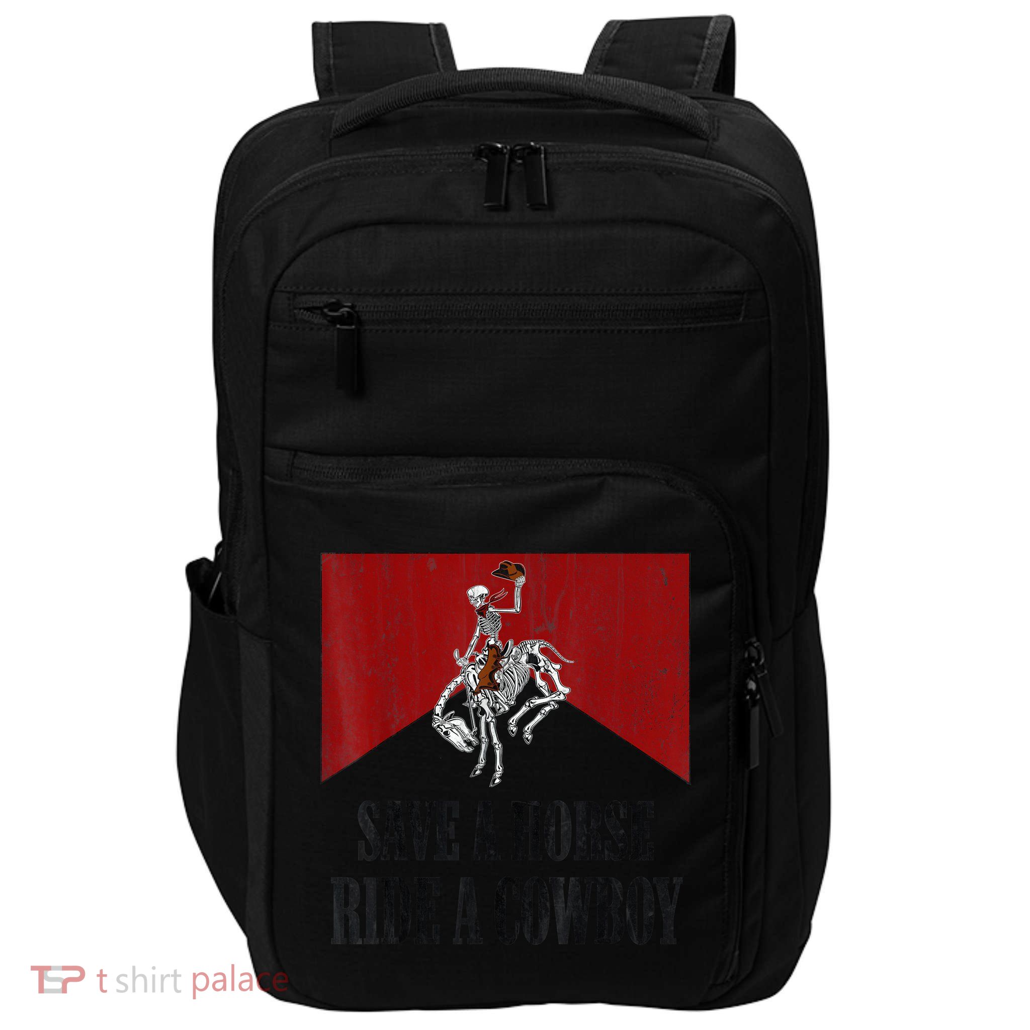 Save A Horse Ride A Cowboy Skeleton Western Country Impact Tech Backpack