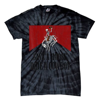 Save A Horse Ride A Cowboy Skeleton Western Country Tie-Dye T-Shirt