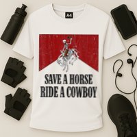 Save A Horse Ride A Cowboy Skeleton Western Country Cooling Performance Crew T-Shirt