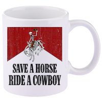 Save A Horse Ride A Cowboy Skeleton Western Country 11oz C Handle Ceramic Mug