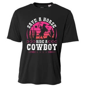 Save A Horse Ride A Cowboy Rodeo Western Country Cooling Performance Crew T-Shirt