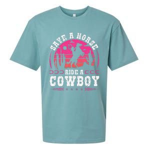 Save A Horse Ride A Cowboy Rodeo Western Country Sueded Cloud Jersey T-Shirt