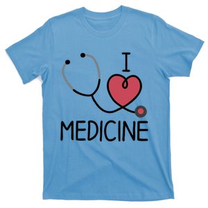 Stethoscope And Heart I Love Medicine Gift T-Shirt