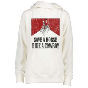 Save A Horse Ride A Cowboy Skeleton Western Country Womens Funnel Neck Pullover Hood