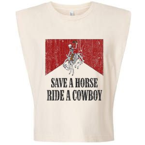 Save A Horse Ride A Cowboy Skeleton Western Country Garment-Dyed Women's Muscle Tee