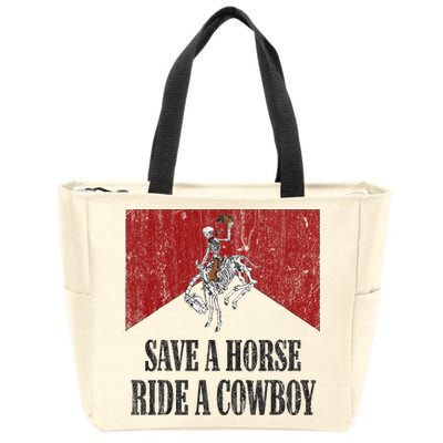 Save A Horse Ride A Cowboy Skeleton Western Country Zip Tote Bag