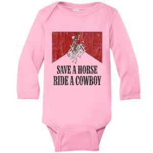 Save A Horse Ride A Cowboy Skeleton Western Country Baby Long Sleeve Bodysuit